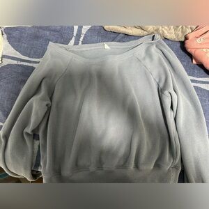 Gilly Hicks Blue Waffle Knit Cropped Long Sleeve Top Size L